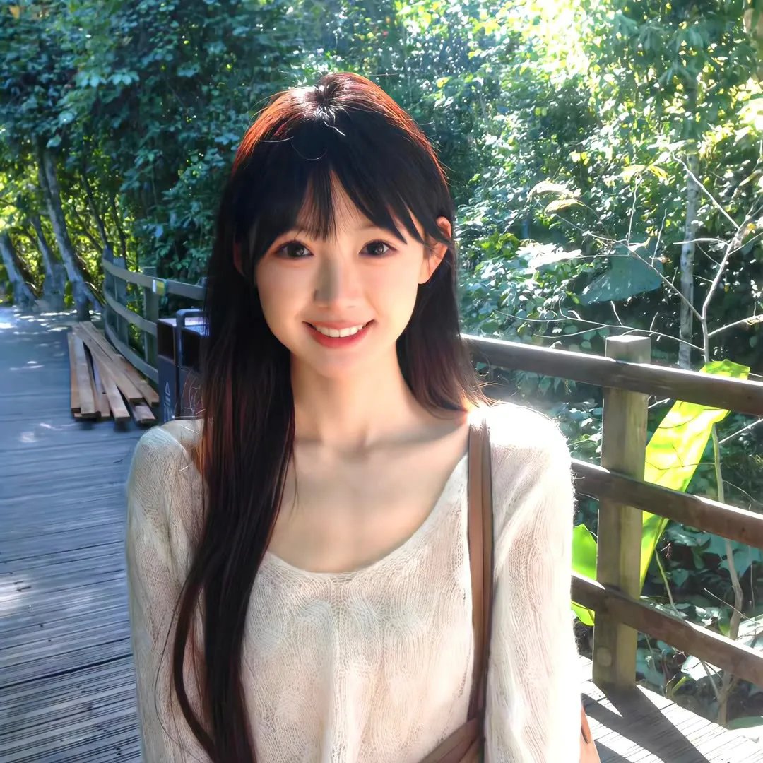 与一位女士合影